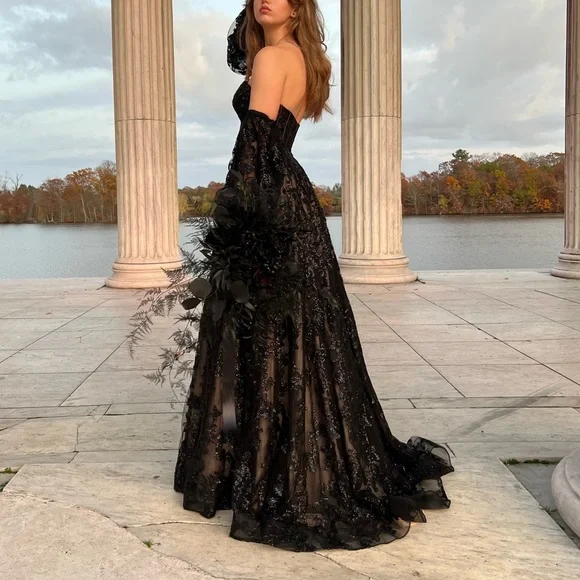 Sherri Hill 55017 black/nude prom gown - Picture 4 of 6
